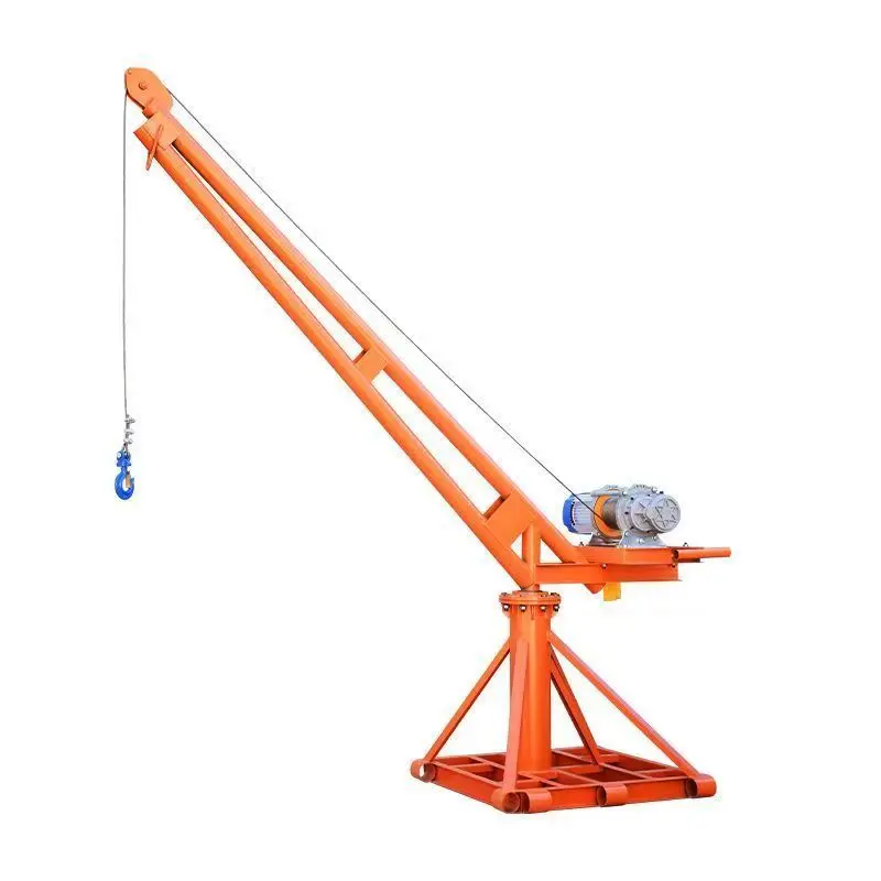 Mobile mini electric crane with motor, 360-degree rotation of 1000 kg lifting capacity