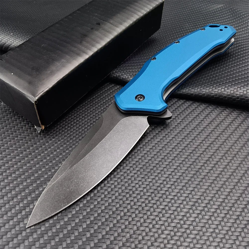 Blue Link Portable Folding Pocket Knife 9Cr13Mov Stonewash Blade T6 Aviation Aluminum Handle Camping Hunting Tactical EDC Tools