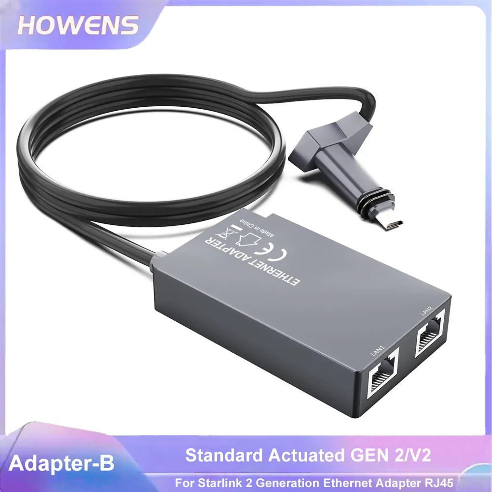 

For Starlink 2 Generation Ethernet Dual Port Adapter for GEN2 V2 Network Fiber Optic Jumper Converter Adapter Cable RJ45 30AWG