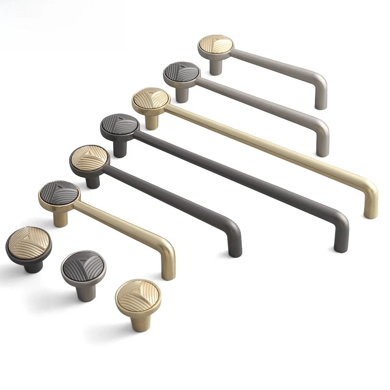 Single Hole Zinc Alloy Door Handles Gray & Gold Stylish Pulls for Bathroom Cabinet Kitchen Cabinet Drawer Door Furniture Hardwar