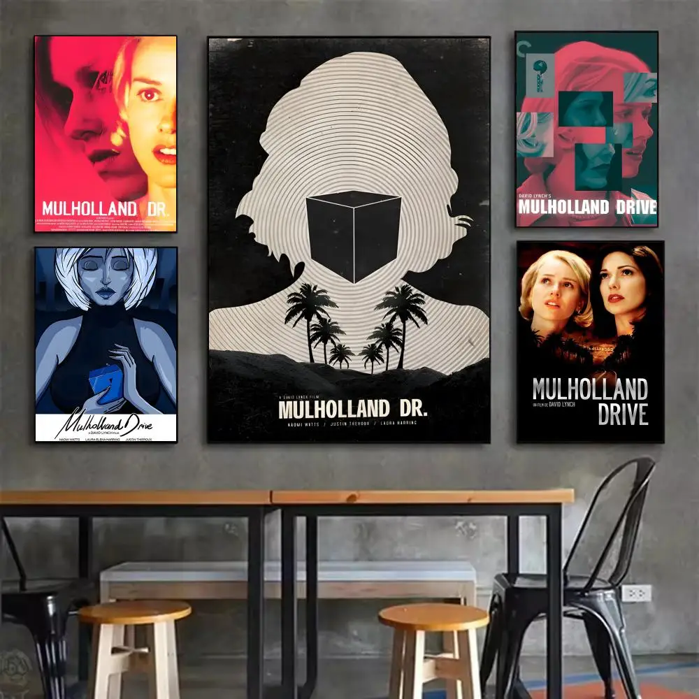 Movies M-Mulholland Drive Poster Self-adhesive Art Waterproof Sticker Coffee House Dorm Room Wall Decor