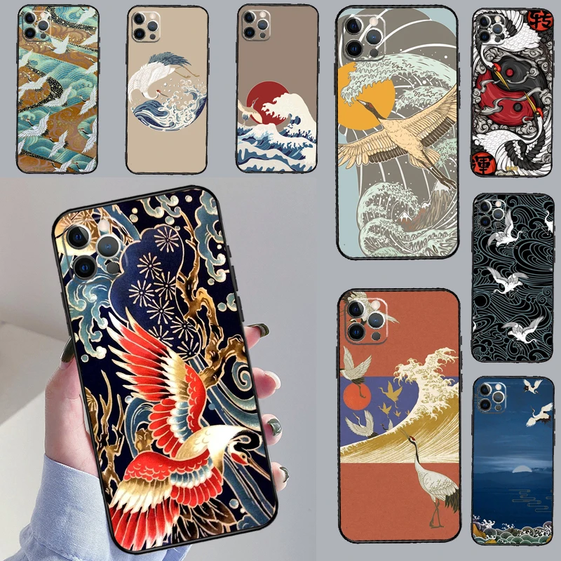 Art Crane Waves Phone Case For Samsung Galaxy S25 Ultra S20 S21 S22 S23 S24 Plus S9 S10 S25 FE Cover Coque