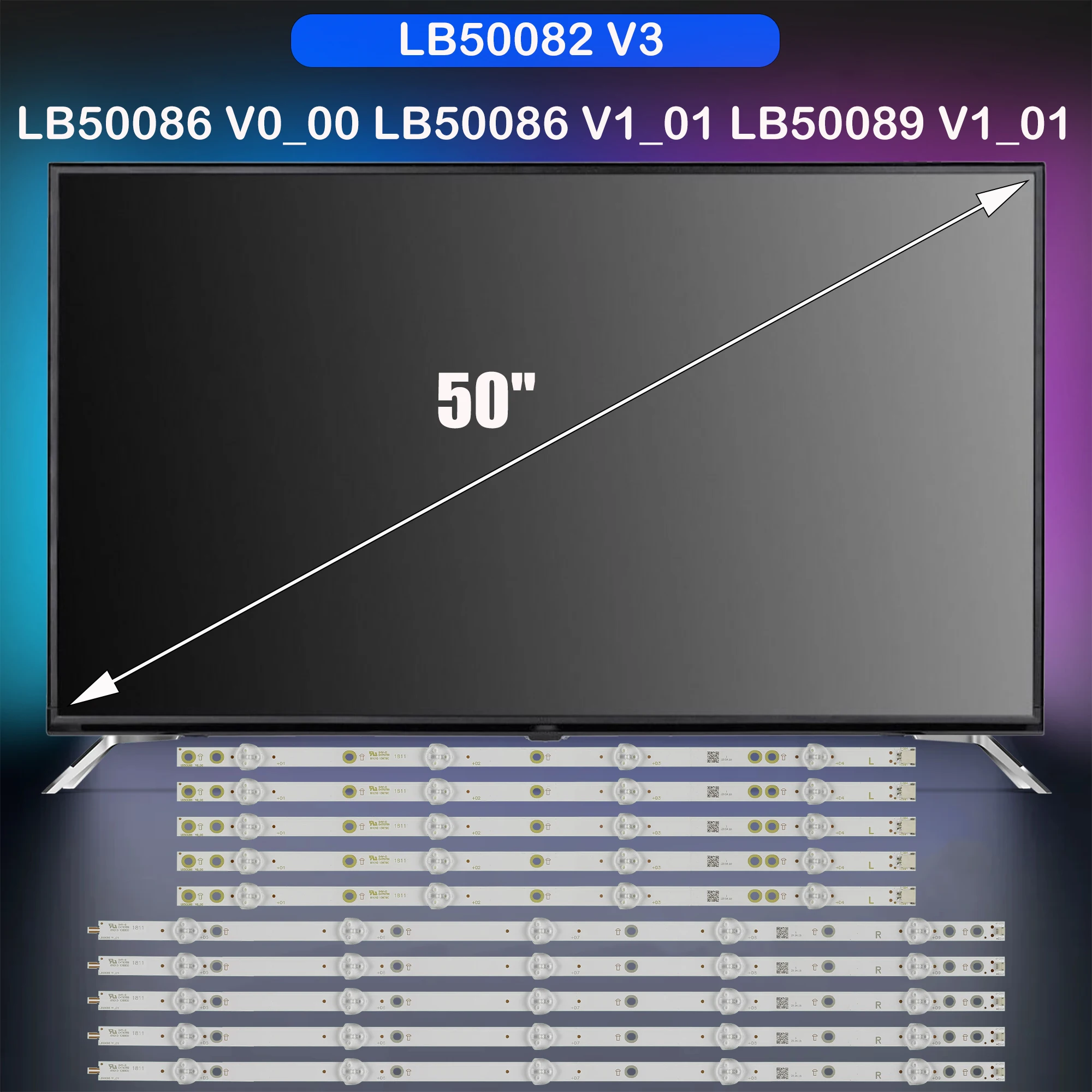 

Лента светодиодной подсветки для 50PUS6503 50PUS6503/60 50PUS6703/12 50PUF6102/T3 LB50089 V1 LB50082 V3 LB50086 V0_00 LB50086 V1_01