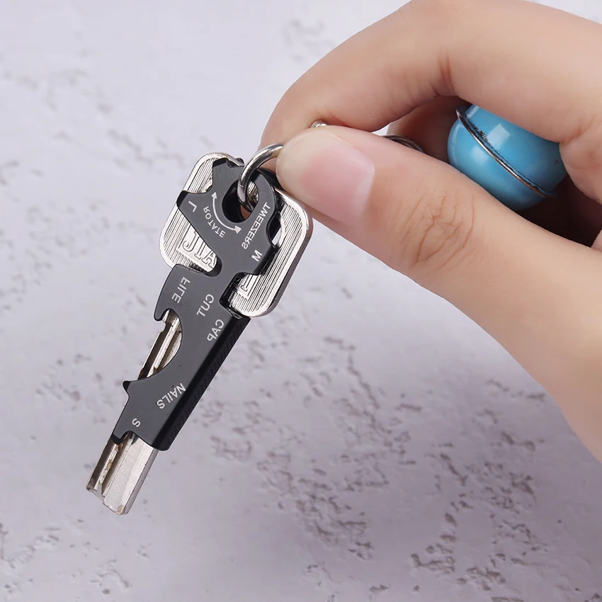 1pcs Multifunction 8 Tool In 1 Key Ring EDC Multi Pocket Keytool Carabiner Multipurpose Key Clip Screwdriver