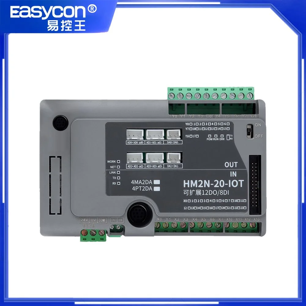 HM2N-20MR-4AD-2DA With Analog/ 12DI 8DO 4AI 2AO PLC CNC Controller Compatible with FX2N FX1N PLC