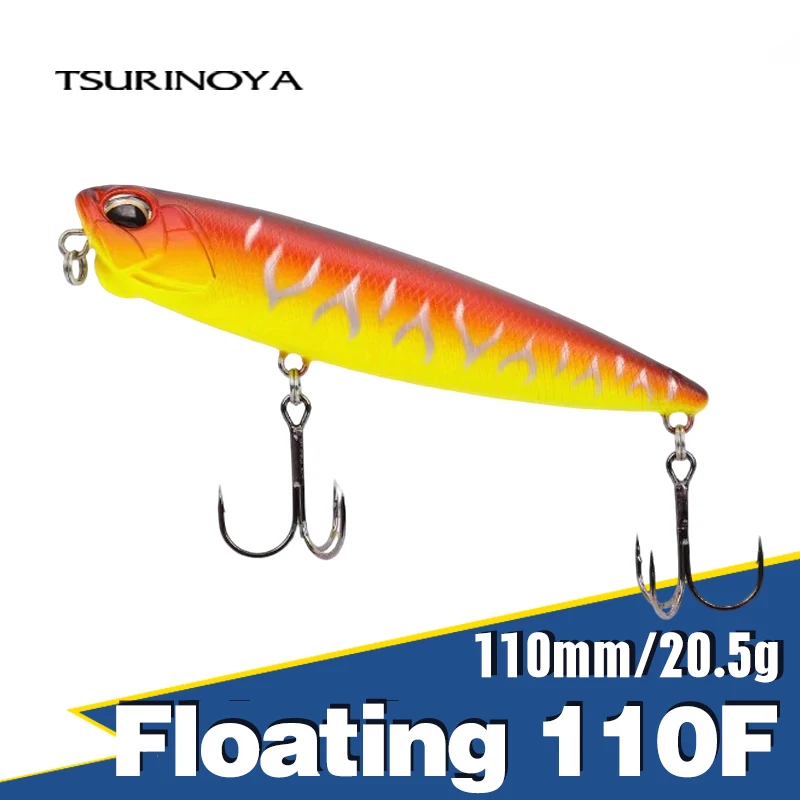 TSURINOYA-Topwater flutuante lápis Wobblers, DW58 Bass Lure, Stickbait Snakehead, isca dura artificial profissional, 110mm, 20,5g