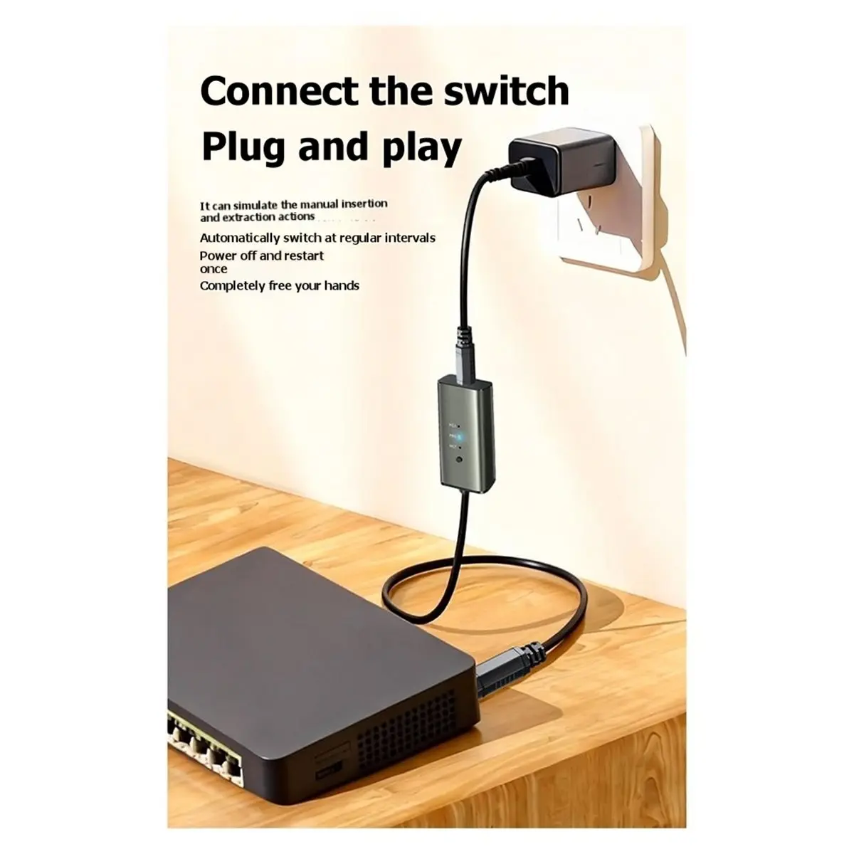 #70E Router Automatic Restart Cable DC5.5x2.5MM with Timer 3 Speed,Router Automatic Cable,(Aluminum Alloy)