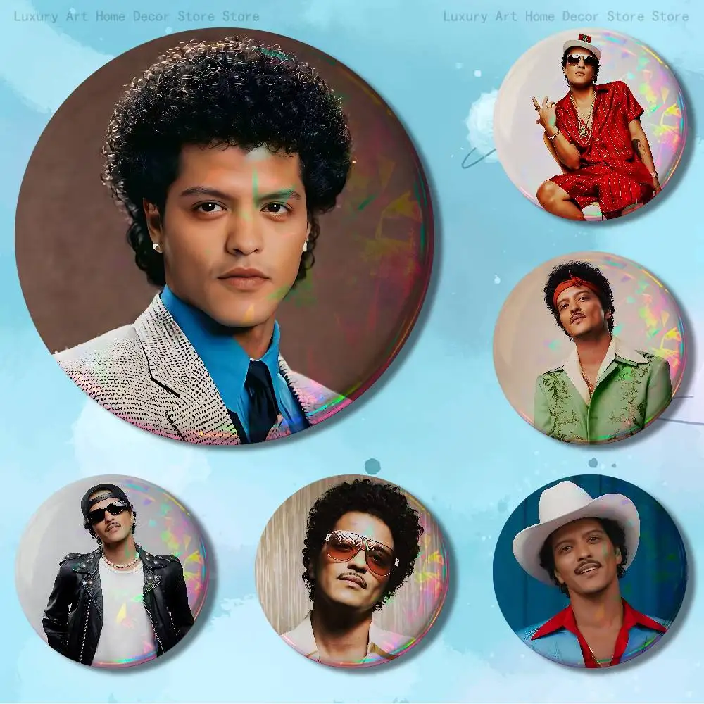B-Bruno M-Mars 24K Magic Custom Badges 75mm 44mm 25mm Brooch Backpack Hat Enamel Pins Accessories Toys Gifts