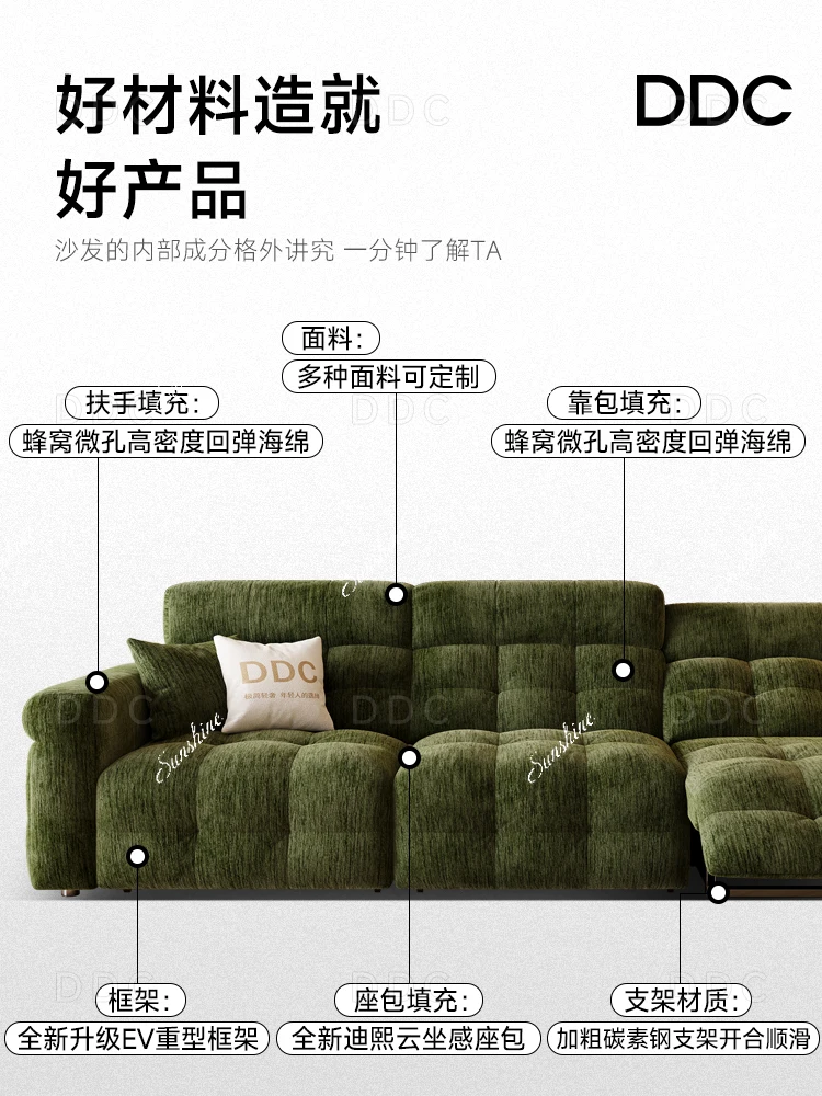 Italian light luxury adjustable electric multi-functional cotton and linen fabric sofa living room