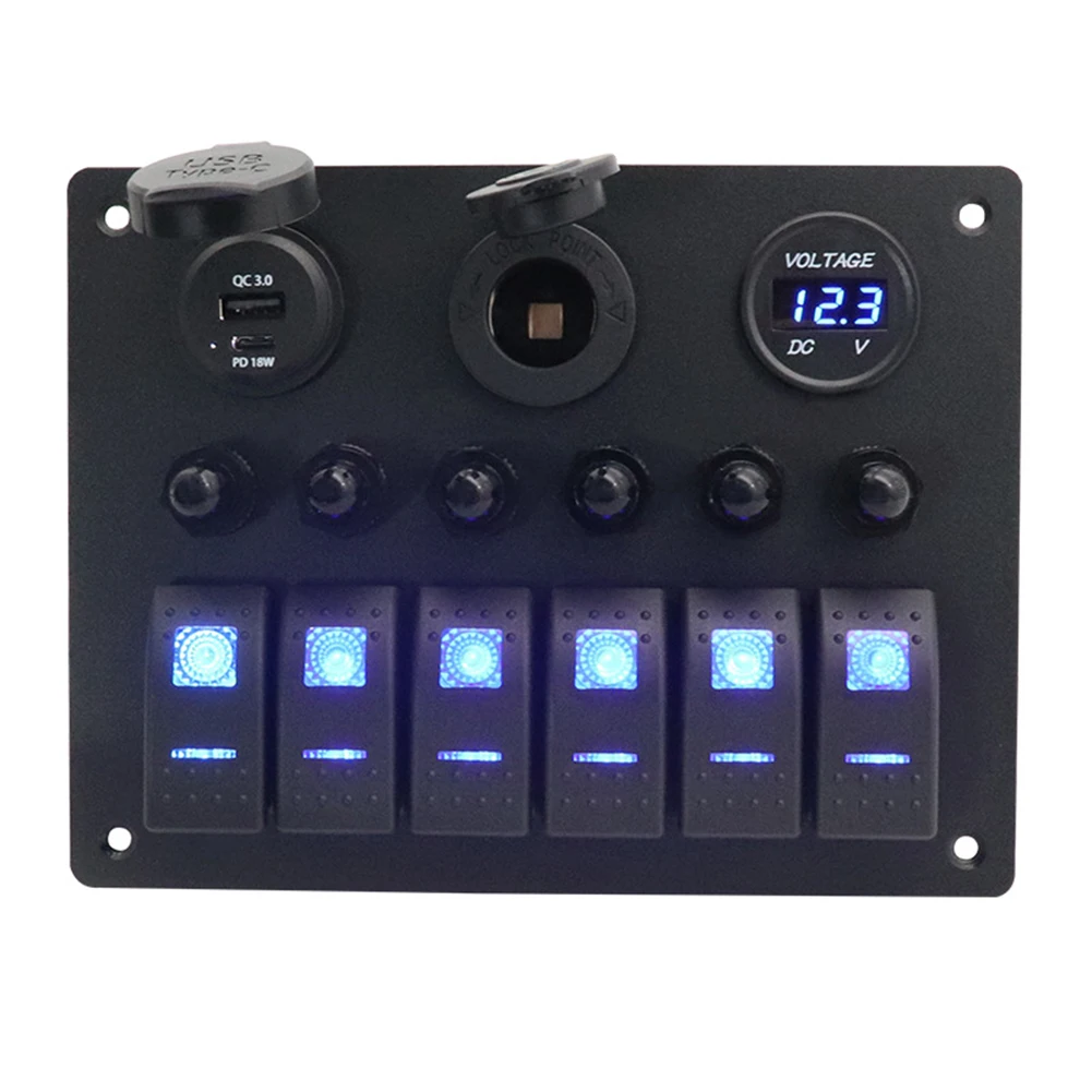 1 interruptor de Control de Panel RV, salida de 5V/4,8A con pantalla de luz LED para modificación de 12-24V RV, yates, autobuses, coches y otros modelos