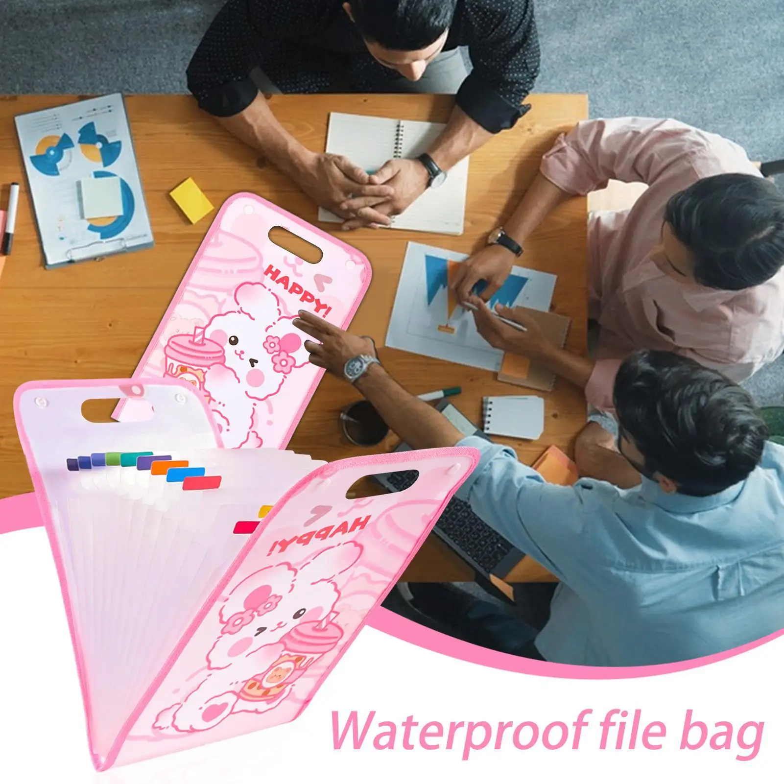 กระเป๋าเอกสารเอกสารกระเป๋าโฟลเดอร์กระเป๋าReusable Binderแบบพกพาสําหรับบ้านผู้หญิงผู้ชายสํานักงานธุรกิจ