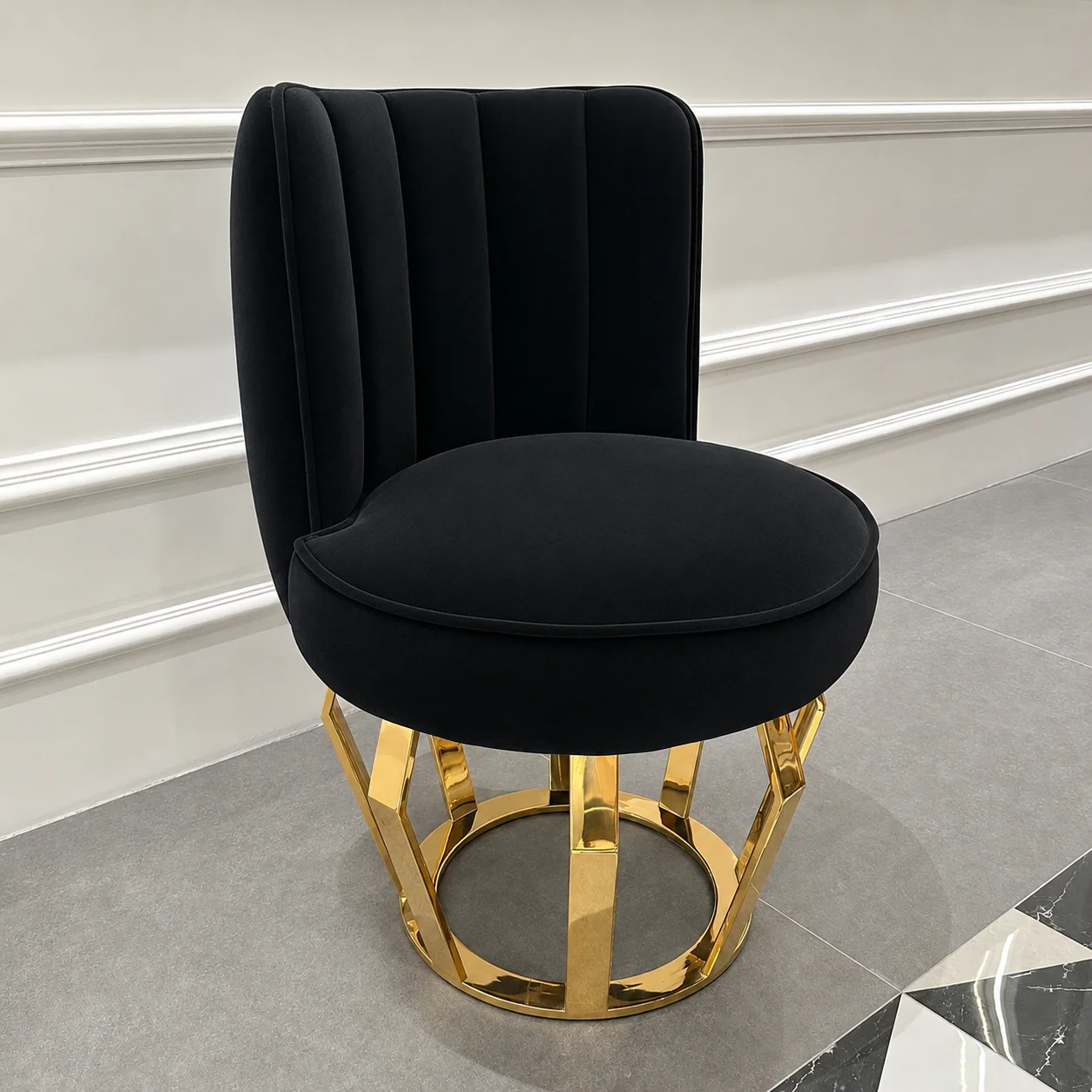 Stock Foshan Wholesale Modern Indoor Stainless Steel Portable Dining Chair Living Room Kitchen Restaurant School Velvet Accent