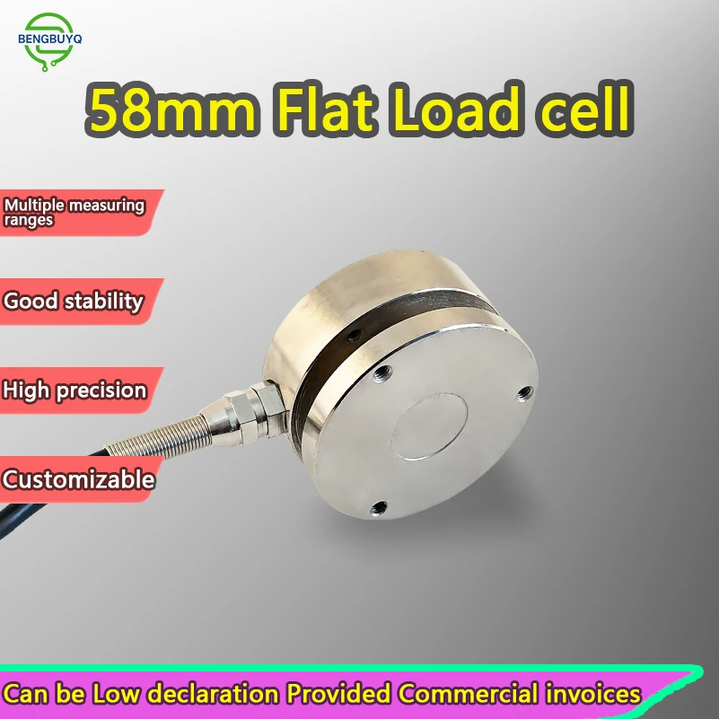 Célula de carga BENGBUZZYQ 58mm Sensor plano 10kg-5t com indicador digital de 5 dígitos, kit de sistema de pesagem de liga de aço IP66 de 1,0-2,0 mV/V