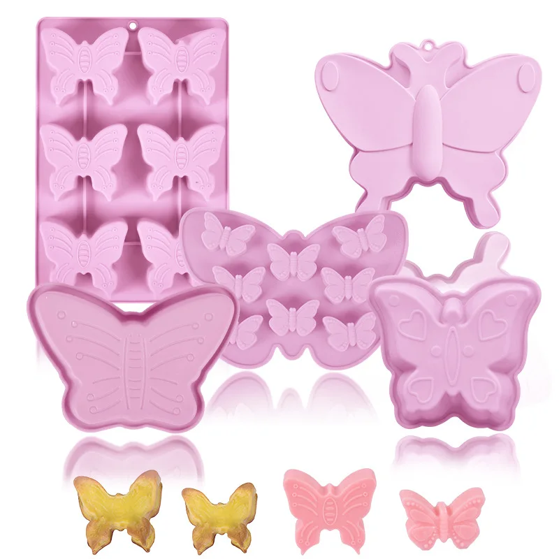 

3D Porous Butterfly Silicone Biscuit Baking Mold Heart Chocolate Candy Jelly Ice Oven Mould Cake Decor Soap Candle Making Set