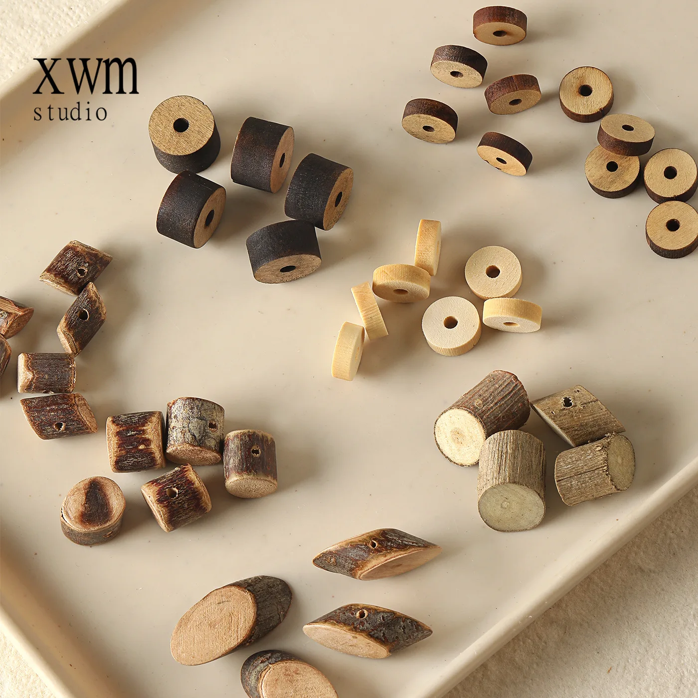 Earrings Necklace Accessories Parts, 5pcs Natural Wood Loose Spacer Beads, Versatile Wooden Beads for Handmade
