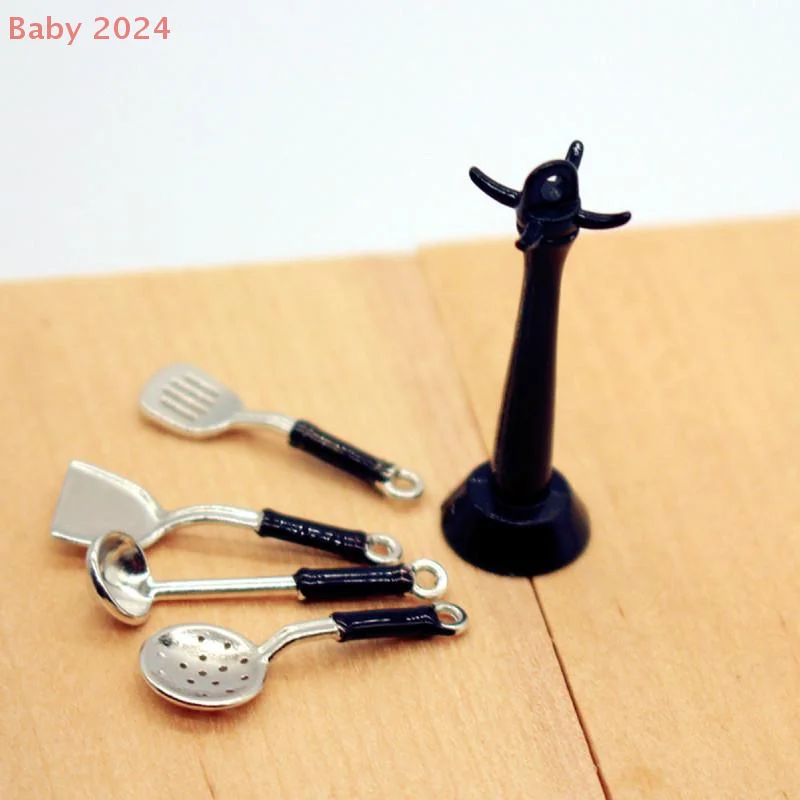Dollhouse Kitchen Hanging Spoon Spatula Colander 5-piece Miniatures Model Kids Pretend Play Toy