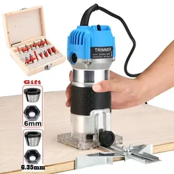 Router di legno elettrico 800W Lavorazione del legno Trimmer elettrico Fresatrice per legno Utensili di carpenteria di potenza con fresa da 6,35 mm Nuovo