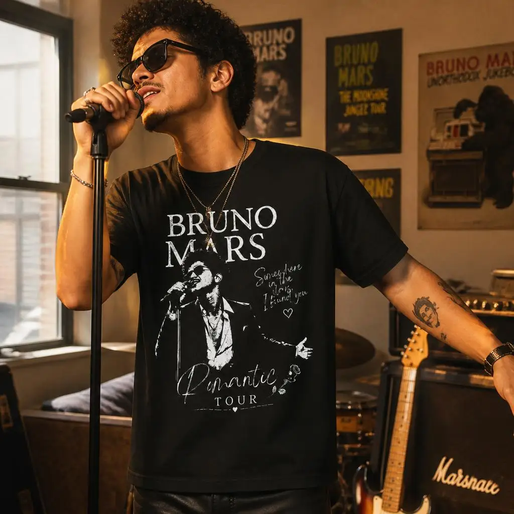 Bruno Mars Pop T Shirts Casual Tees Short Sleeve Round Collar T-Shirt Pure Cotton Tops