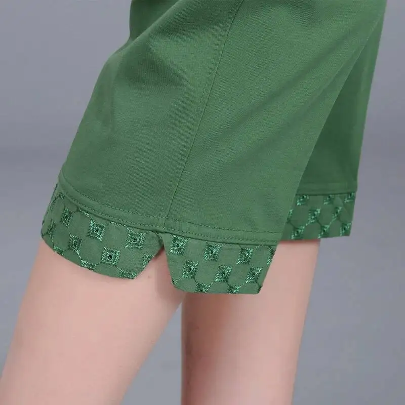 Women Capris Pants 2025 Fashion High Waist Cropped Pants Woman Candy Color Straight Calf-Length Pant Women's Summer Breeches