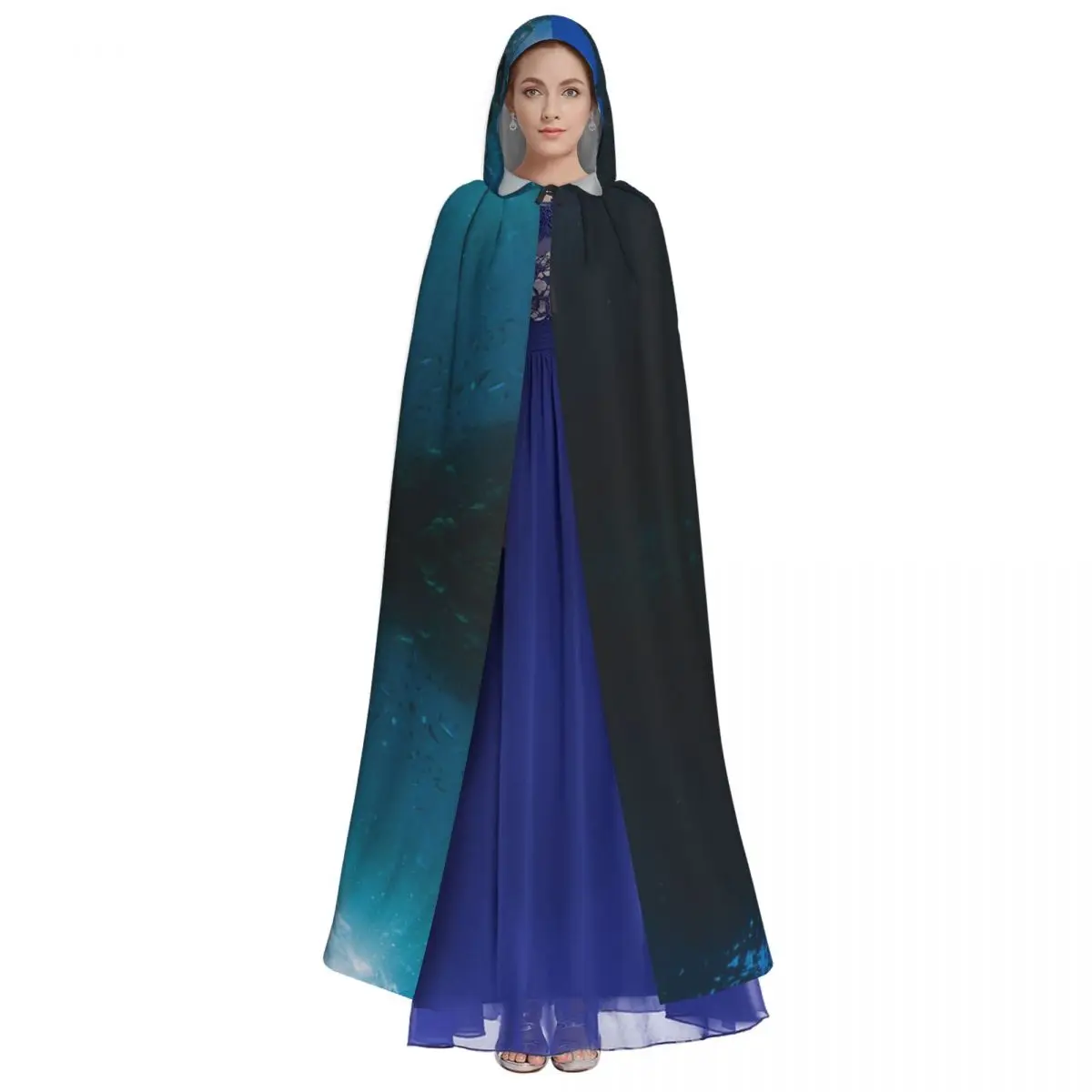 Underwater Coral Reef Caribbean Unisex Witch Party Reversible Hooded Adult Vampires Cape Cloak