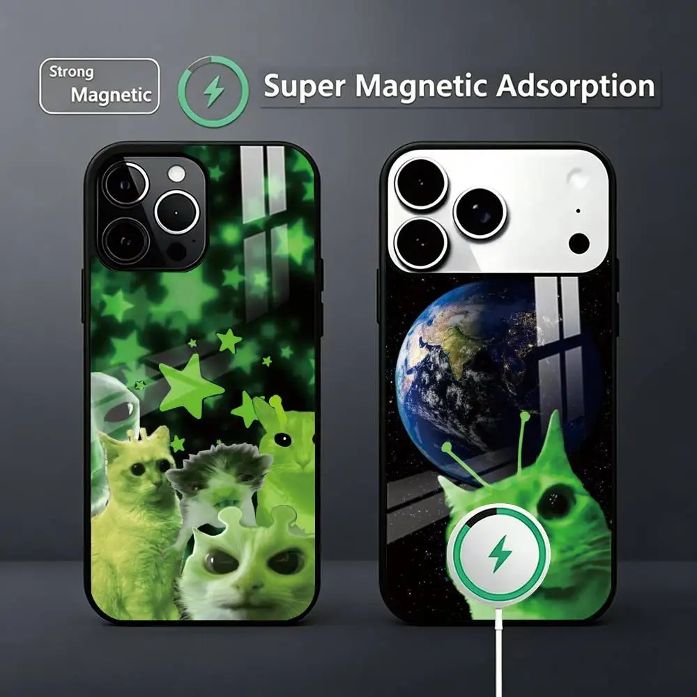 A-Alien cue cat Phone Case For iPhone17,16,15,14,13,12,11Plus,Pro Magnetic Supports Magnetic Wireless Charging