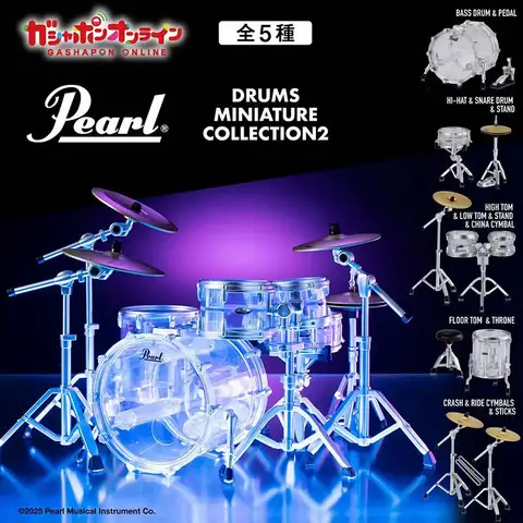 Bandai Authentic Mini Pearl Jazz Drum Set Series 2 Transparent Model Gashapon Drum Stand Display Decoration For Adult Collectors