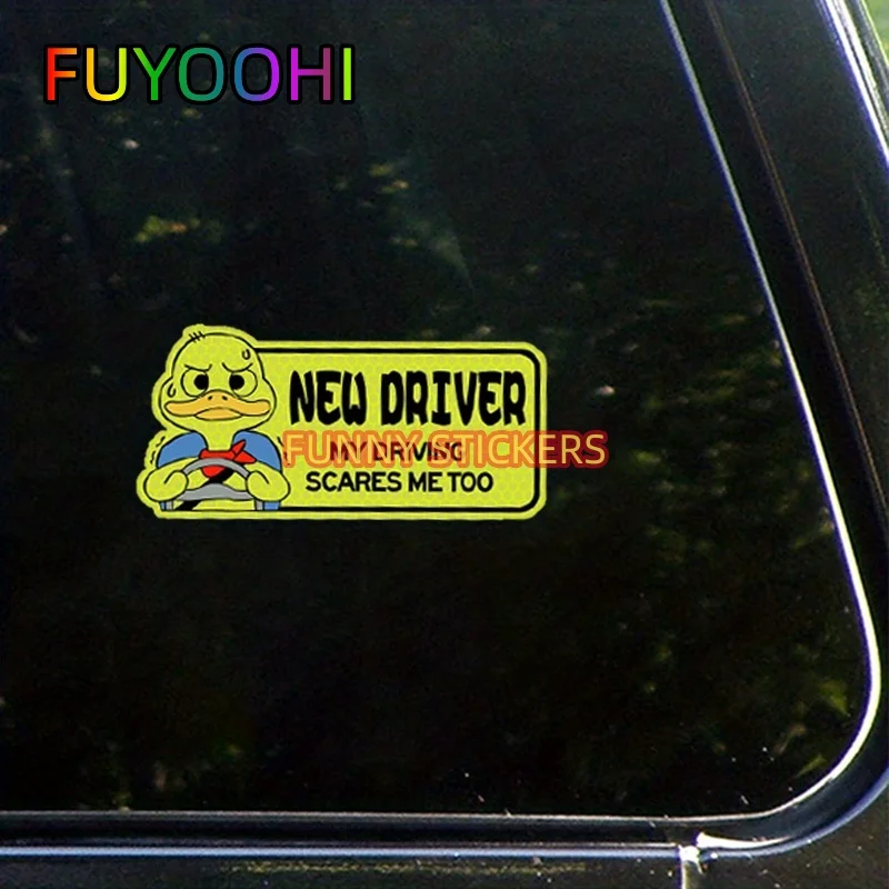 FUYOOHI New Driver Car Sticker, Keep Distance Bumper Sticker, Cover Car Scratches, Funny Duck Sticker