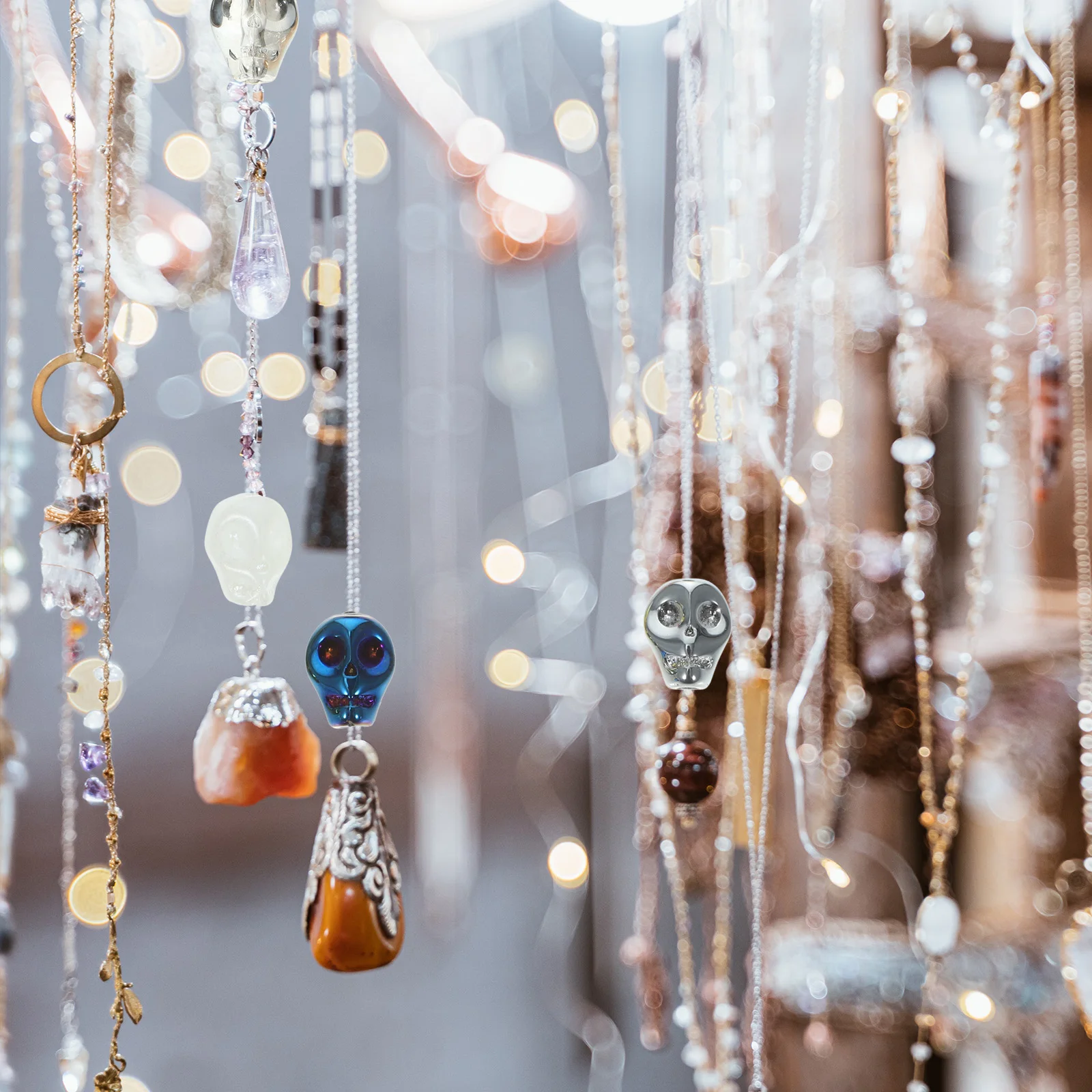 

140Pcs Skull Beads Glass Material Smooth Lightweight for Necklace Bracelet DIY Jewelry Making Accessories Glass Skull Bead