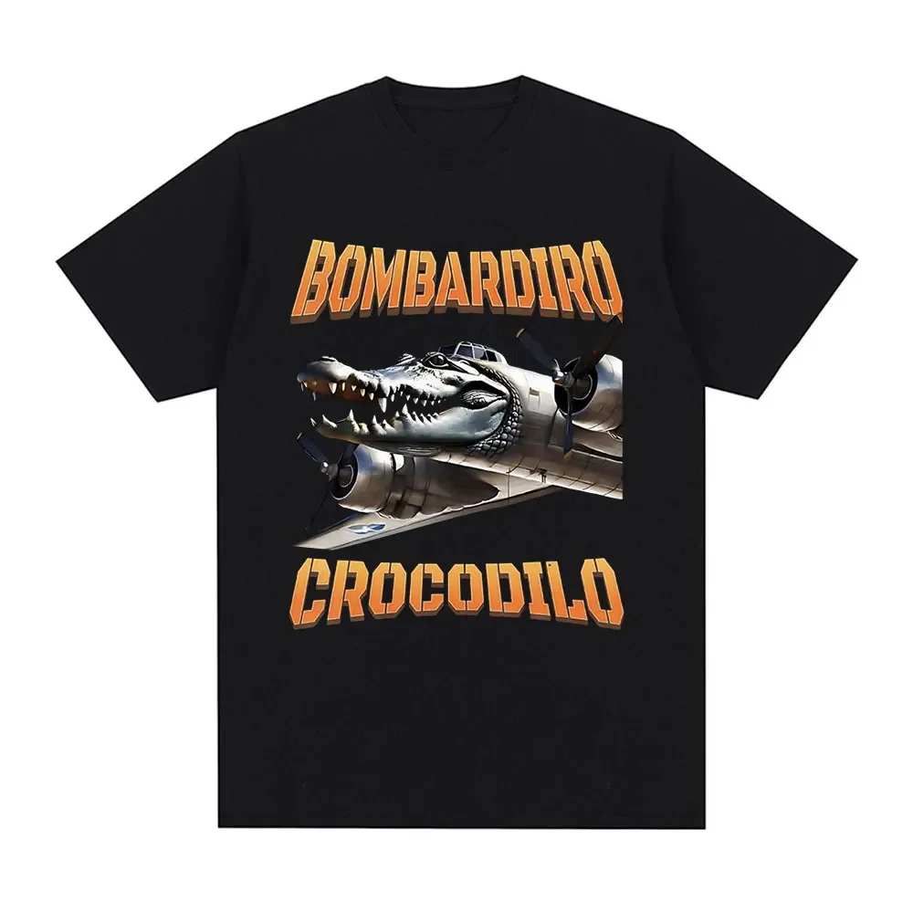 

Bombardiro Crocodilo Crocodile Plane Bomber Funny Humor T-shirt Men's Women Casual Cotton Short Sleeve T Shirts Comfort T-shirts