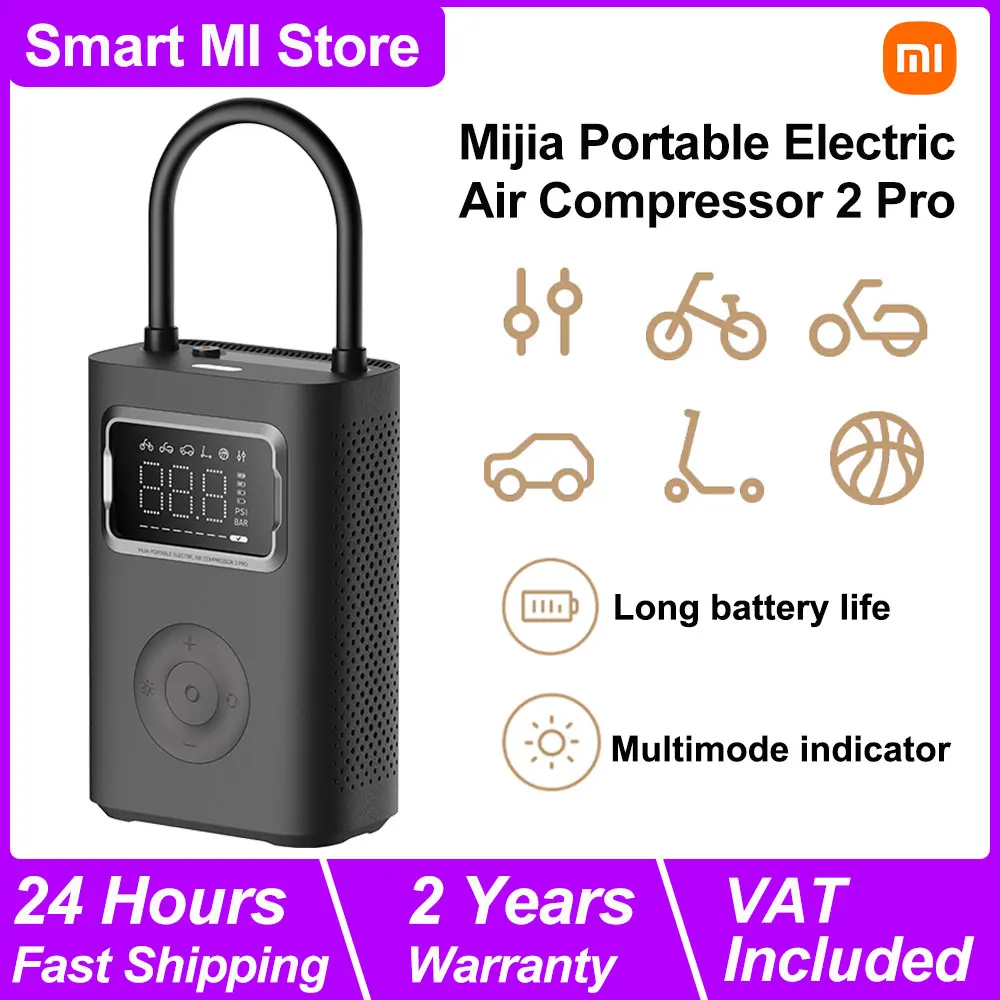 Nuovo Xiaomi Mijia Portable Electric Air Compressor 2 Pro, Gonfiatore Elettrico Multifunzione, Pompa d'Aria con Rilevamento Automatico della Pressione