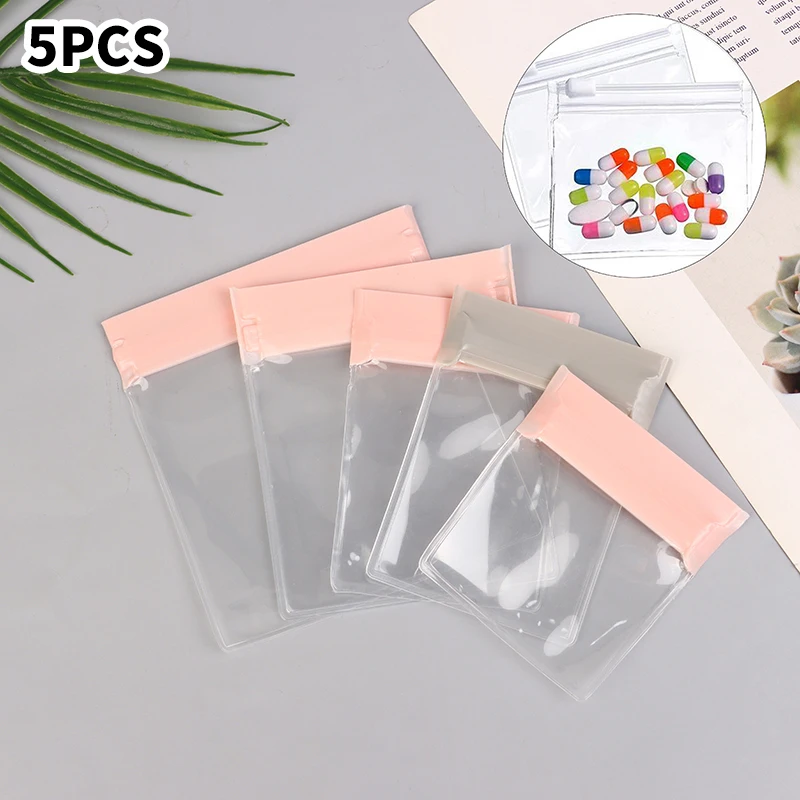 5pcs Pill Pouch Bags Zippered Pill Pouch Reusable Clear Pill Bags Self Sealing Travel Medicine Organizer Storage