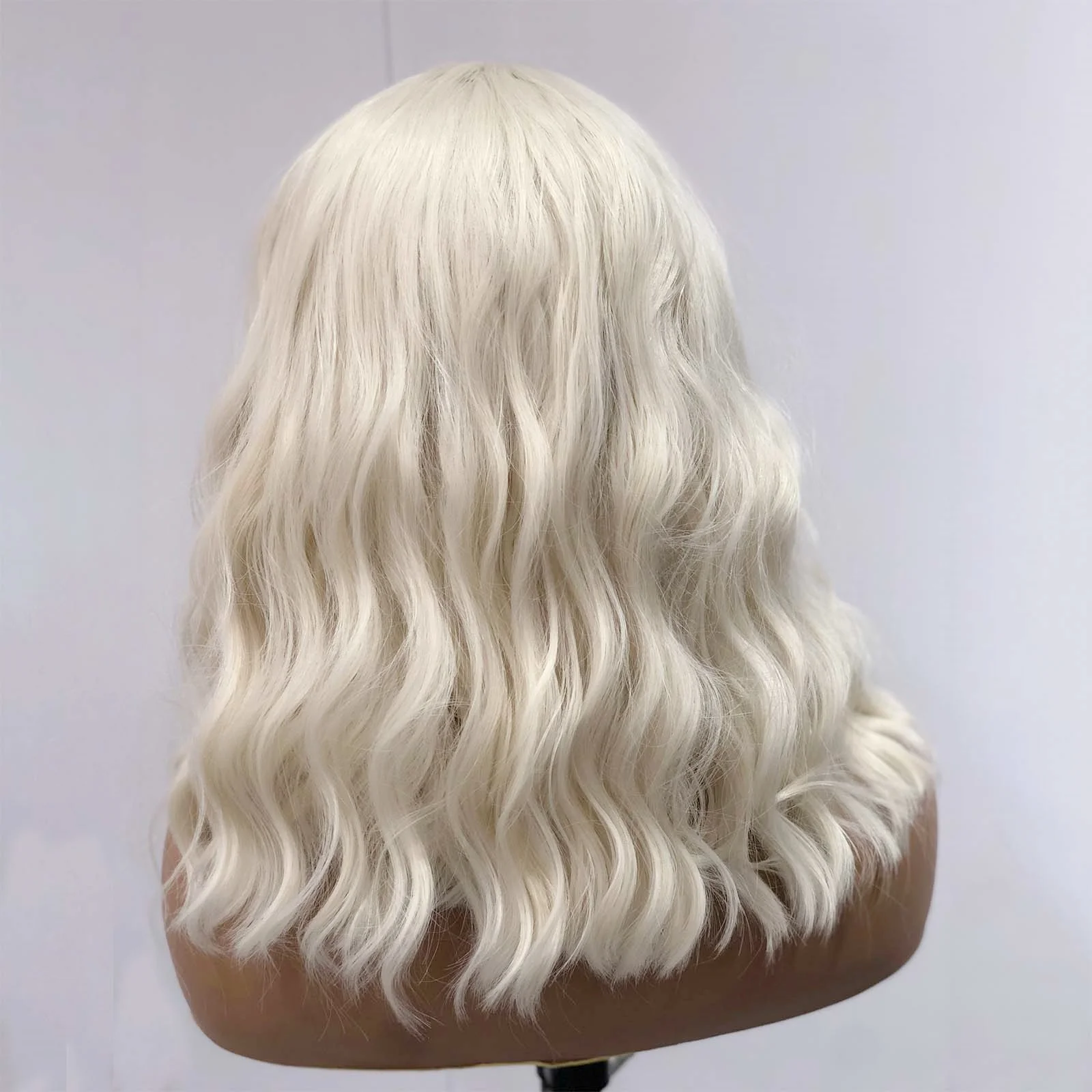 Platinum Blonde Bob Hair Wig Synthetic Lace Front Wig Short Curly Wigs for Women Glueless Wavy Blonde Wig Lace Front Bob Wigs