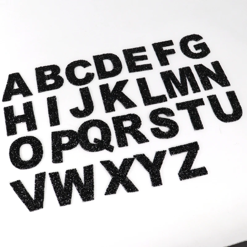 1 قطعة حجر الراين الأسود الأبجدية رسالة عدد المطرزة الحديد على للملابس شارة لصق للملابس حقيبة الأحذية Stripes بها بنفسك المشارب #3