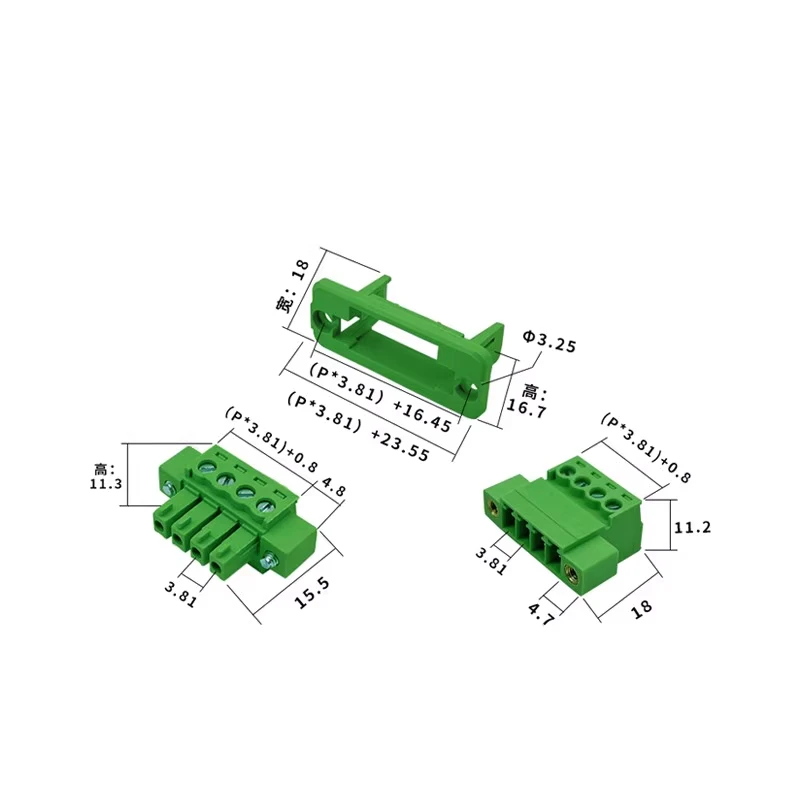 1Sets 15EDGWC 3.81mm Pitch  2P/3P/4P/5P/6P/8P/9P/10P/12P/16P/18P/22P Pluggable Terminal Block Connector JM15EDGKM