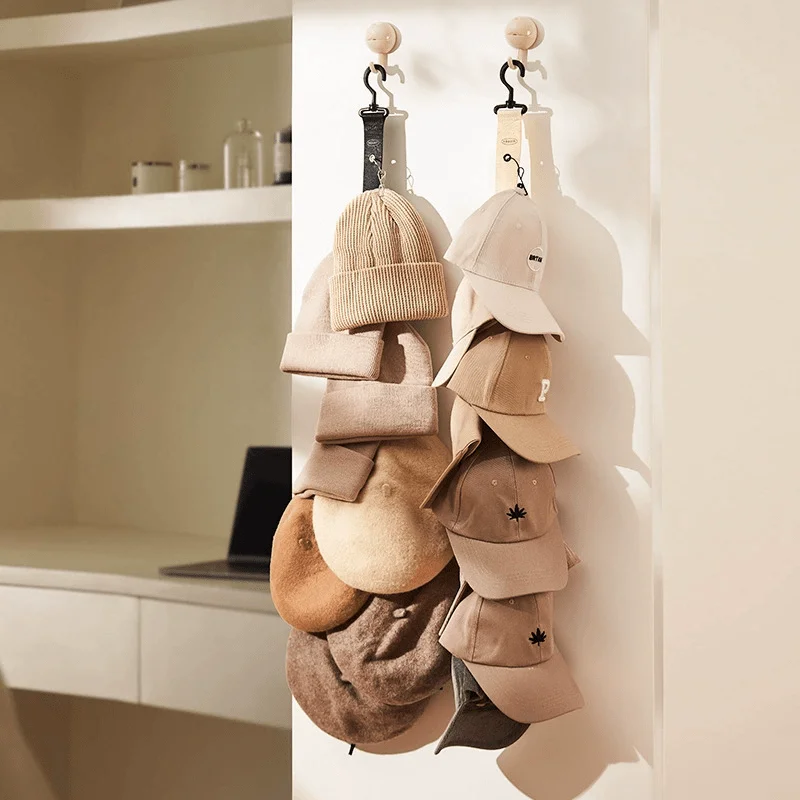 Stainless Steel Hat Rack with 8 Clips, Capable of Accommodating 16 Baseball Caps, Suitable for Wardrobes and Behind Doors
