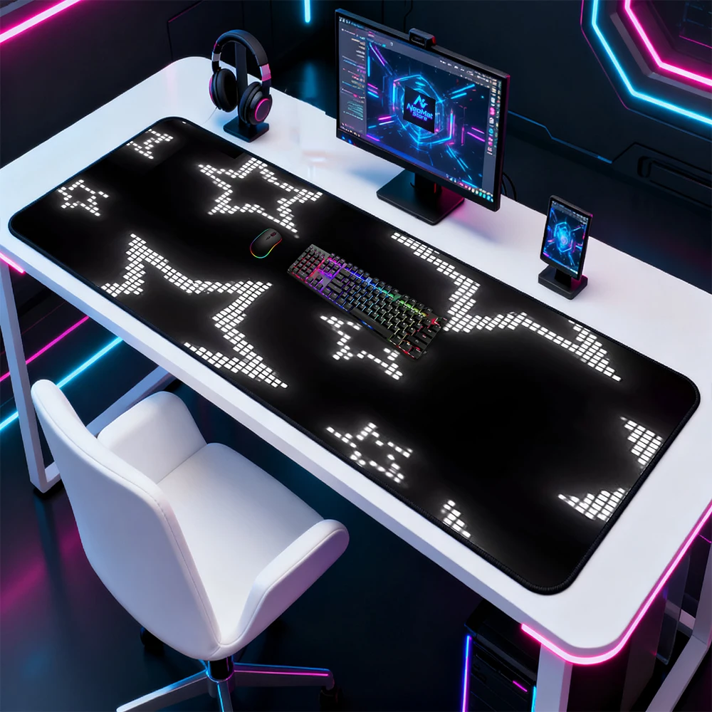 Pixel Star Desk Mat Extra Gami - огляд і ціна Desk Setup Black And White