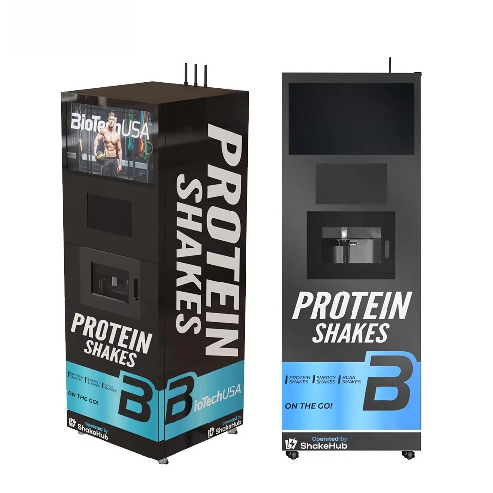 Automatic Dual Drink Vending Robot Custom Gym Touchscreen Equipment Protein Shake Coffee Dispenser With UVend Light & SDK