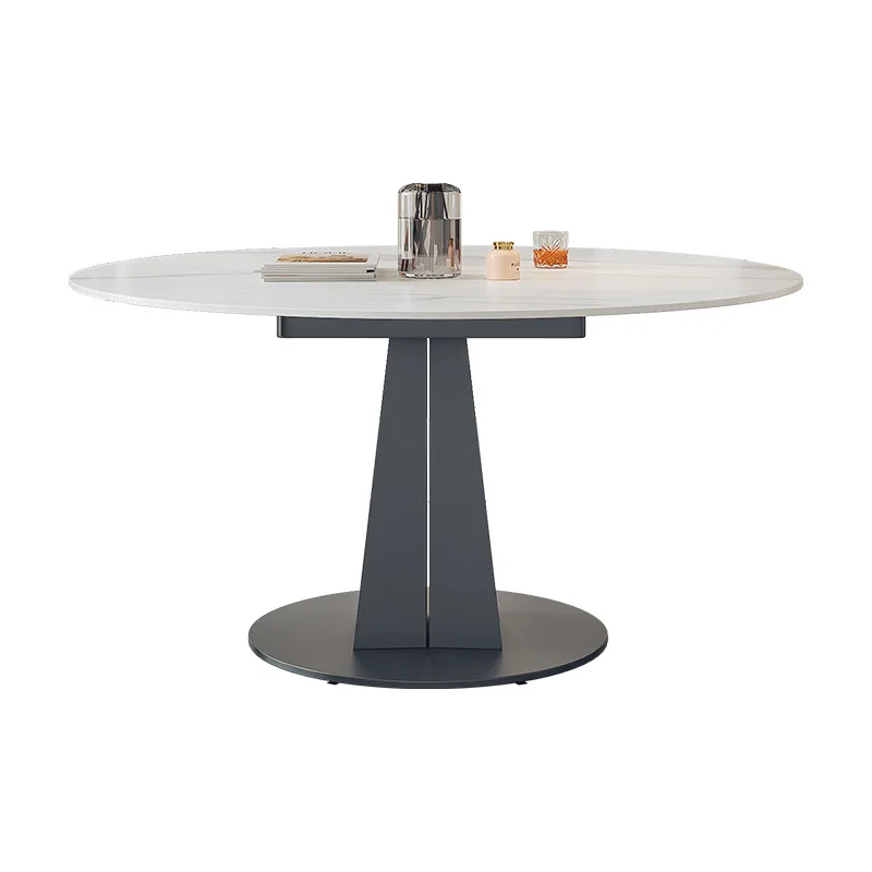 Retractable dining table and chair combination small unit modern simple folding round table, one table, four chairs, variable