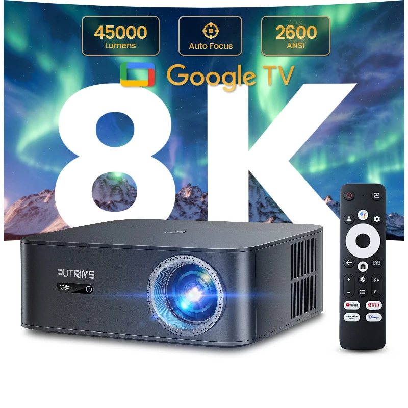 WIMIUS Projetor Inteligente 4K 45000 Lumens com Foco Automático