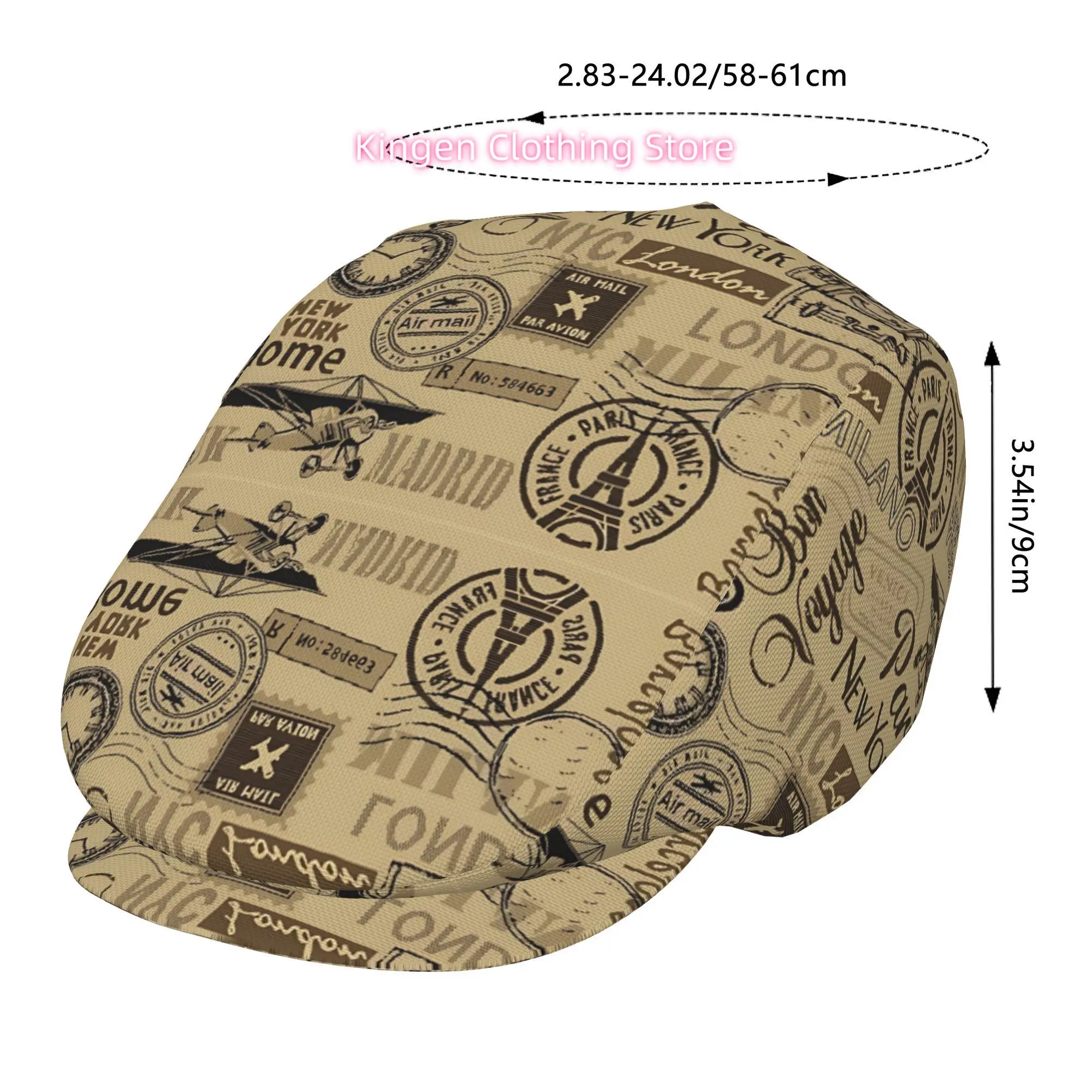 Nostalgic City Poster Men And Women Adjustable Flat Cap Newsboy Beret Ivy Cap Irish Cabbie Fishing Hats Forward Caps Gatsby Caps