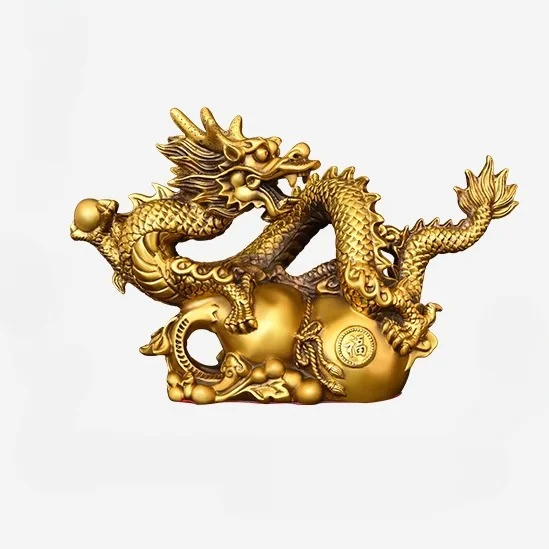 

Bronze Dragon Ornament, Brass Zodiac Dragon, Auspicious Dragon, Qinglong, Fulu Auspicious Dragon