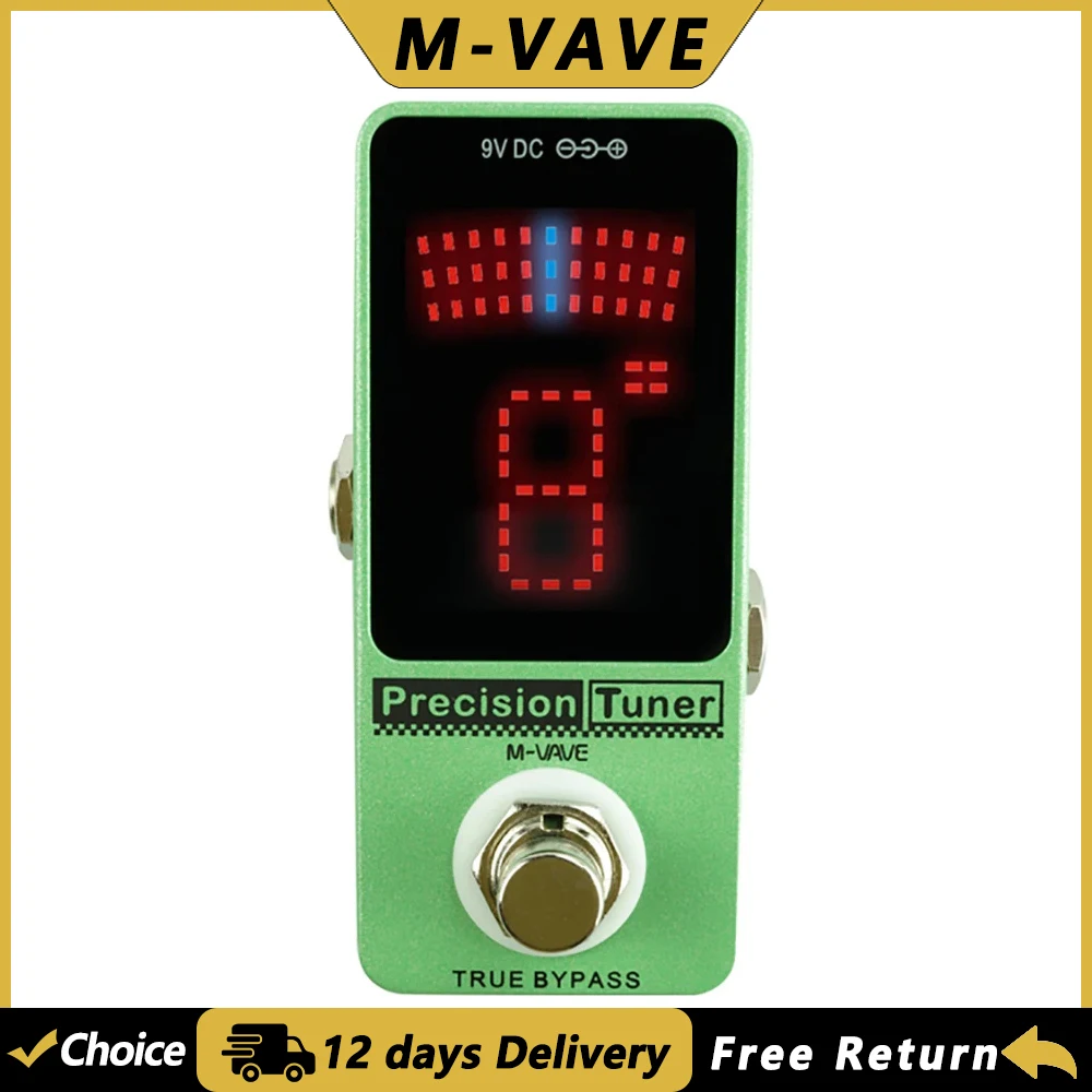 M-VAVE الدقة موالف الغيتار دواسة تأثير الغيتار دواسة موالف مع شاشة LED صحيح تجاوز أجزاء الغيتار الكهربائي وملحقاتها