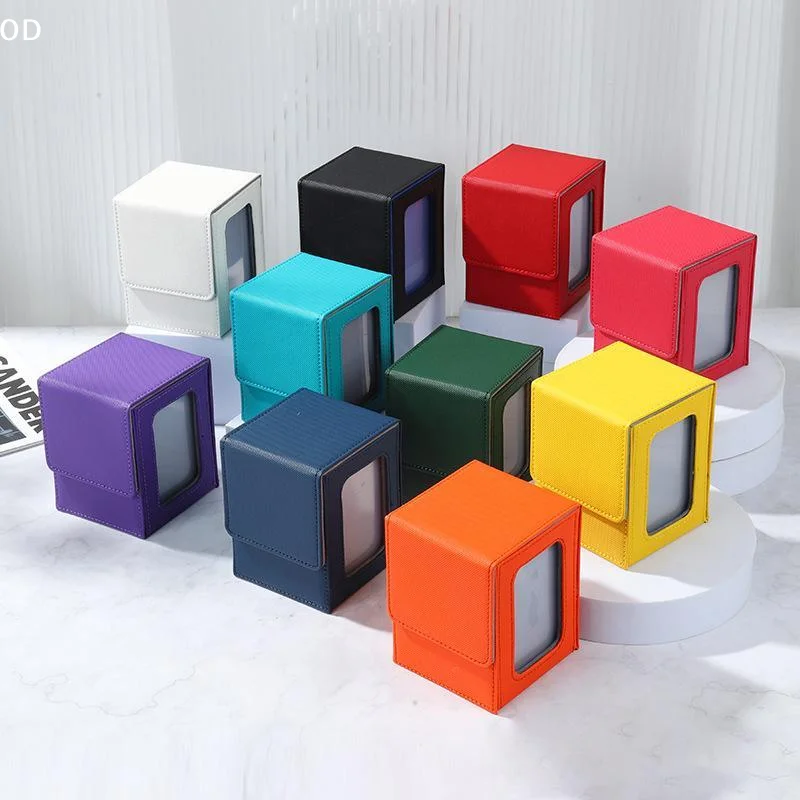 PU Window Collection Box Magnetic Closure Moisture-proof Card Deck Box Stain-resistant With Lid Game Card Organizer Board Games