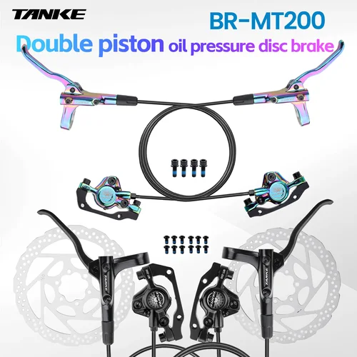 TANKE MT200 bicicleta freno de disco hidráulico MTB freno BL BR 800/1600mm freno de bicicleta 2 pistones 3 dedos palanca de acero piezas de bicicleta actualización
