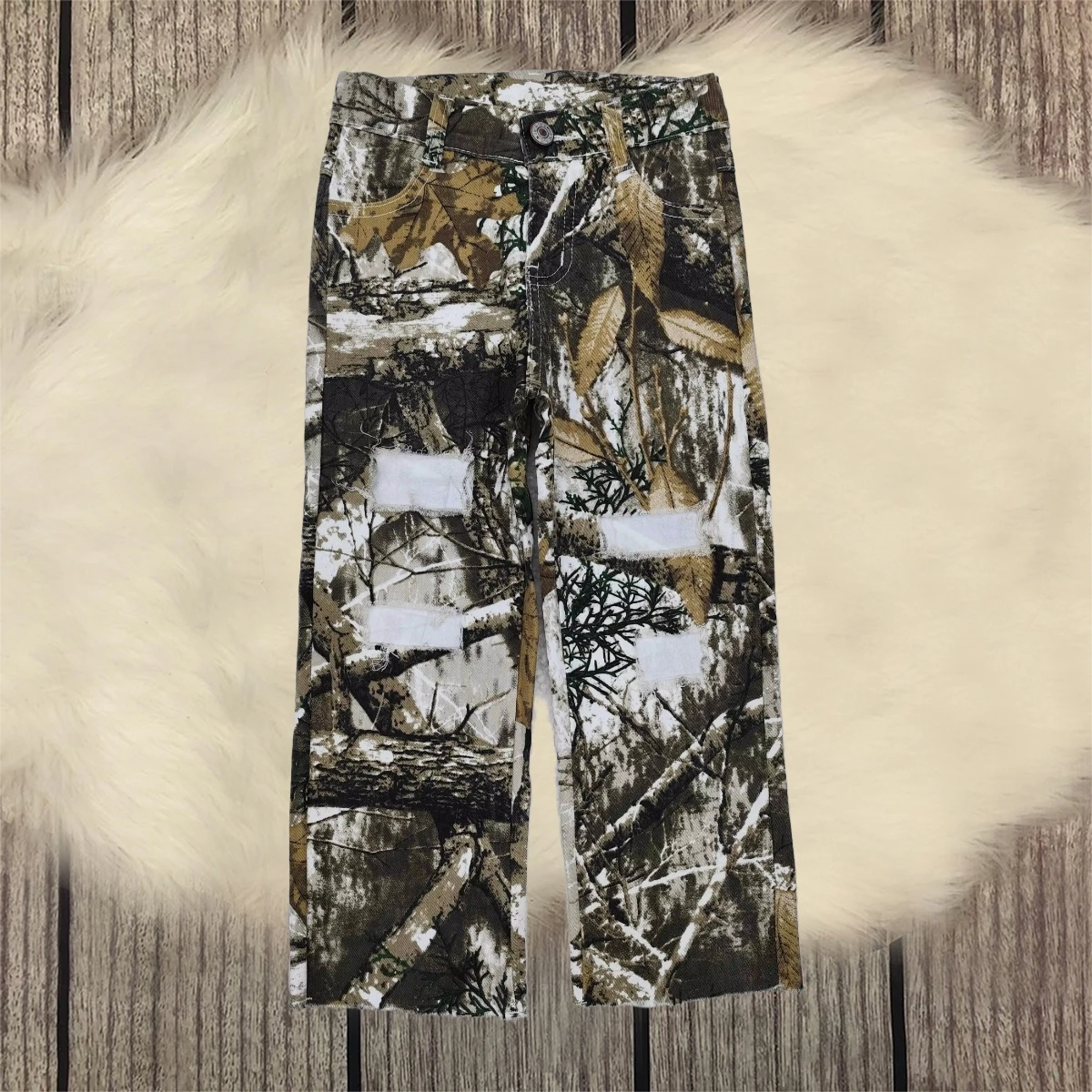 

New Fashion Baby Boys Denim Bottom Pockets Ripped Pants Clothes Children Toddler Grey Camo Infant Trousers Jeans Kids Clothing