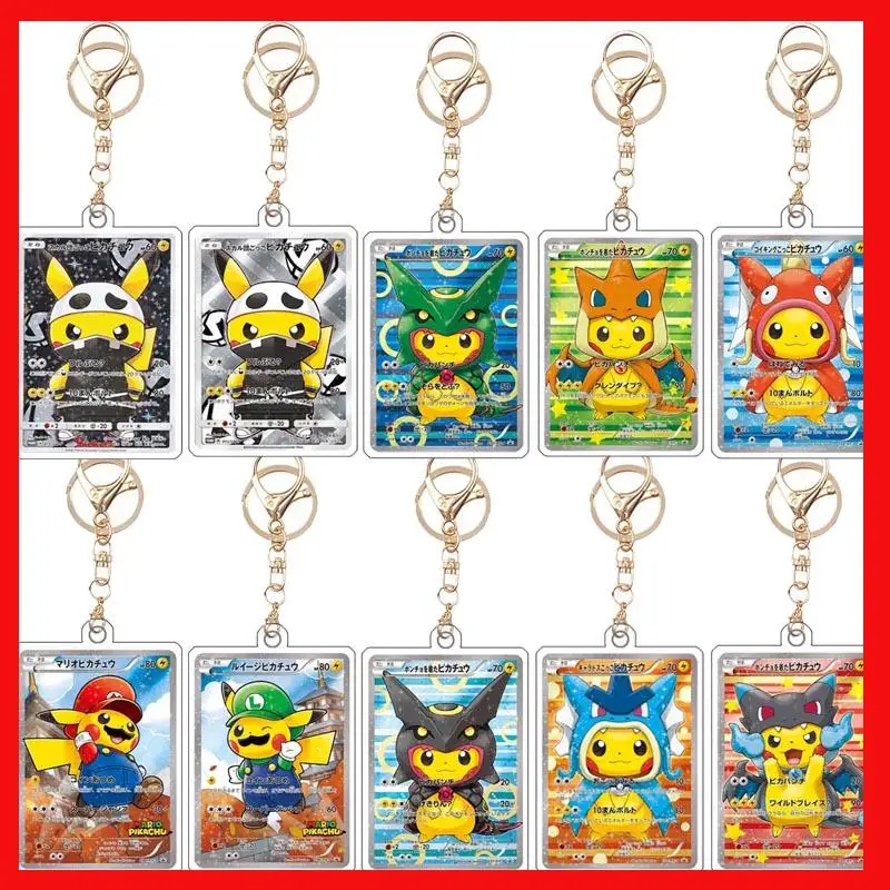 

Pokemon Cosplay Pikachu Series Acrylic Key Chain Anime Game Collection Card Acrylic Bag Pendant Double Sided Printing 3.4X5.2Cm