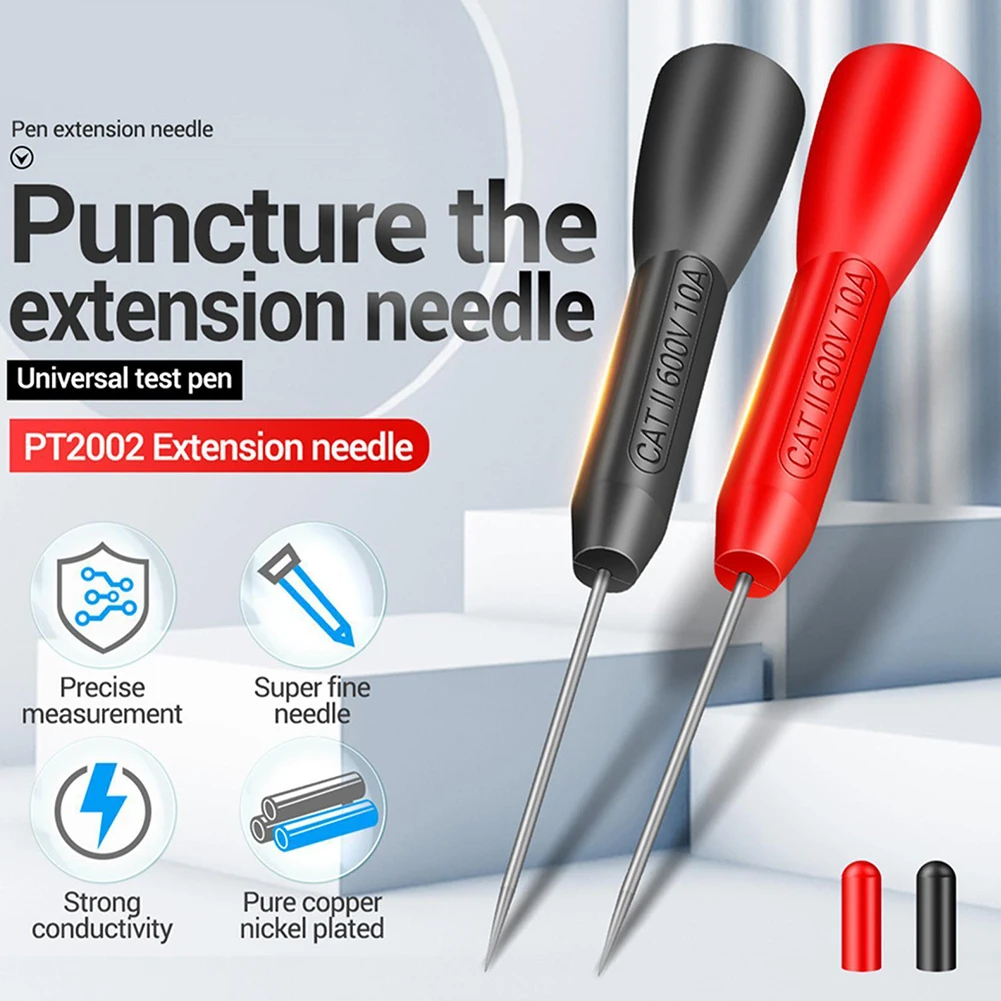 2Pcs Insulation Piercing Tip Multimeter Test Extention Back Probe Needle Pins 10A 600V Multimeter Test Tool Extension Probe Tips