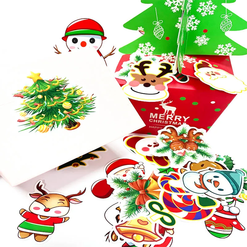 

Christmas Stickers 6cm Label INS Aesthetic Kawaii Snowman Stickers Mini Paper Sticker Stationery Scrapbooking Material