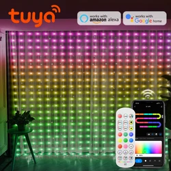 Tuya Smart WIFI/Bluetooth Tenda colorata LED Ghirlanda di luce USB 5V Festone Lucine impermeabili Camera da letto Lampada da arredamento natalizio