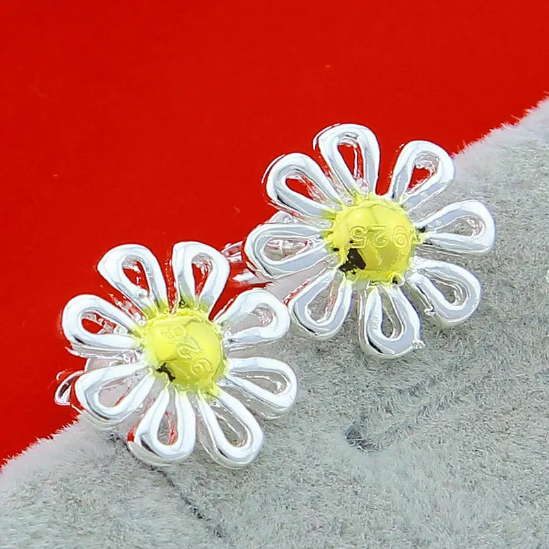 

925 Sterling Silver Hollow Flower Stud Earrings For Women Wedding Party Gift Not Allergic Accessories Fashion Jewelry